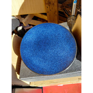 Dowan Ceramic Cake Stand Blue Marbled Design 10.5 In New In Box